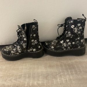 Floral combat boots